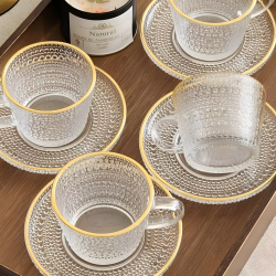 Glass Cups & Plate Set 6 Pcs